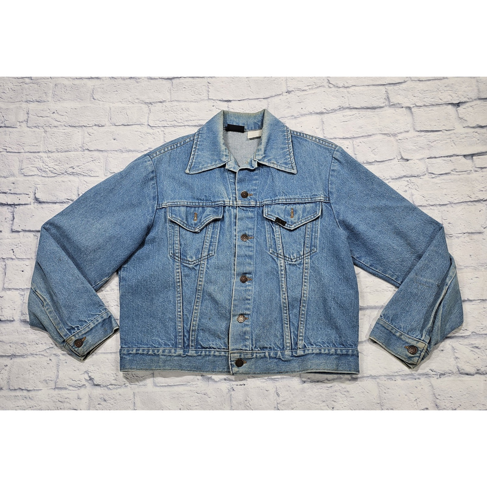 Sears Roebucks MENS 46 Denim Jean Trucker Jacket MADE USA 12 Gauge VINTAGE